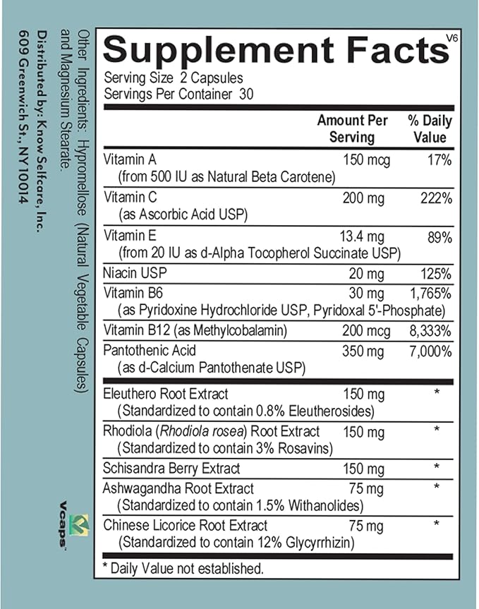 Veracity Fatigue Ease Adrenal Support Supplement for Stress Resilience Healthy Cortisol &amp Energy - Adaptogenic Blend of Ashwagandha Schisandra Berry Licorice &amp Rhodiola – 100% Natural - 60
