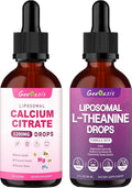 Liposomal Liquid Calcium Citrate &amp L-Theanine with GABA Drops Immune &amp Overall Health Zzz &amp Relaxation Support