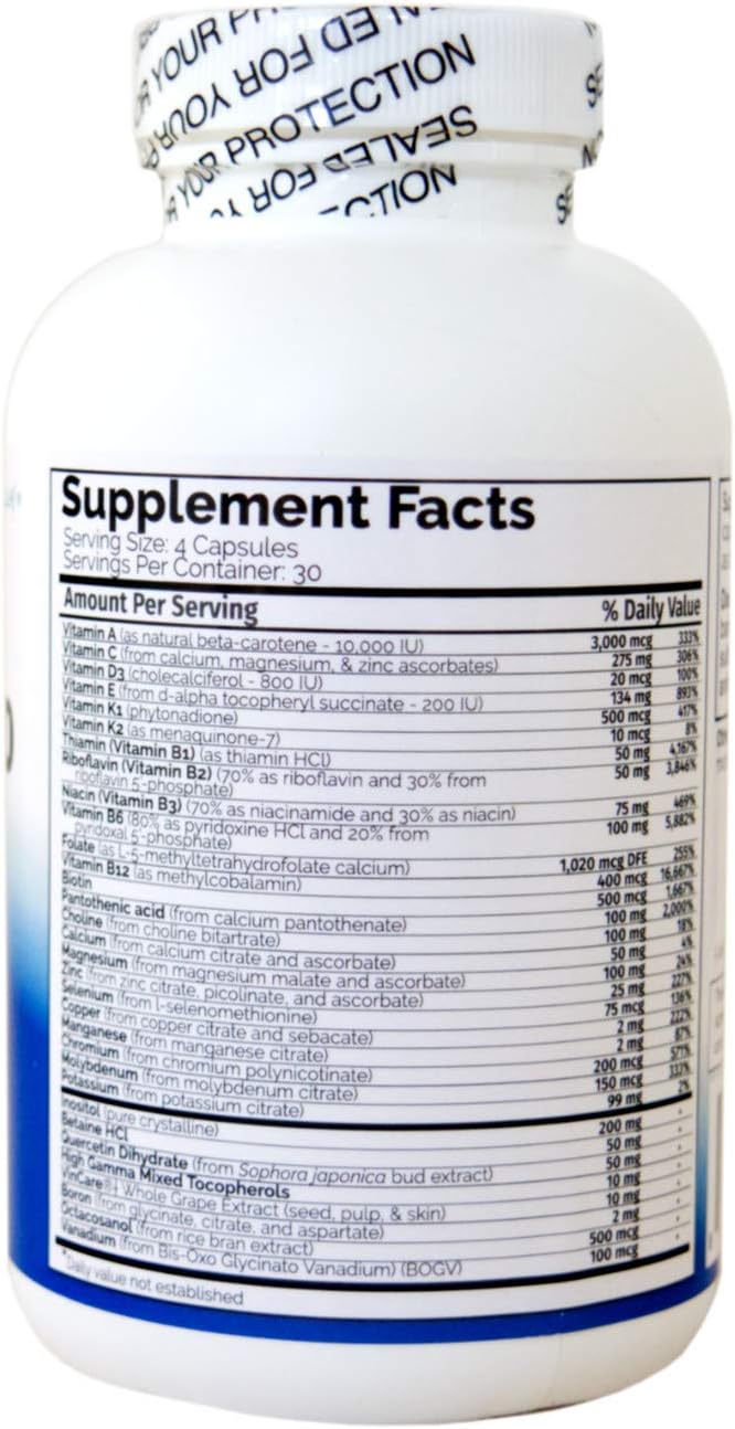 Multi Two (120 Capsules) - Advanced Full-Spectrum Multivitamin Mineral and Cofactor Formula - Coenyzme Vitamins - Veggie Caps
