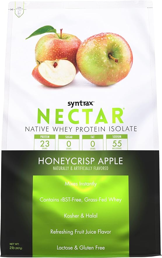 Syntrax Nutrition Nectar 100% Whey Protein Isolate Powder Refreshing Fruit Flavor Honeycrisp Apple 2 lbs