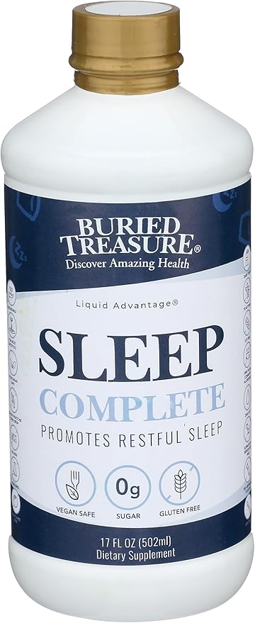 Buried Treasure Sleep Complete Promotes Restful Sleep with Chamomile Passion Flower Lemon Balm Melatonin Herbal Whole Food Complex 16 oz