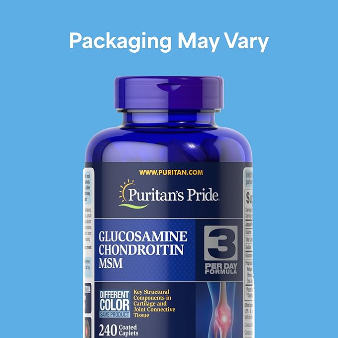 Puritan's Pride Glucosamine Chondroitin MSM Dietary Supplement for Joint Health 240 Coated Tablets(Packaging may vary)