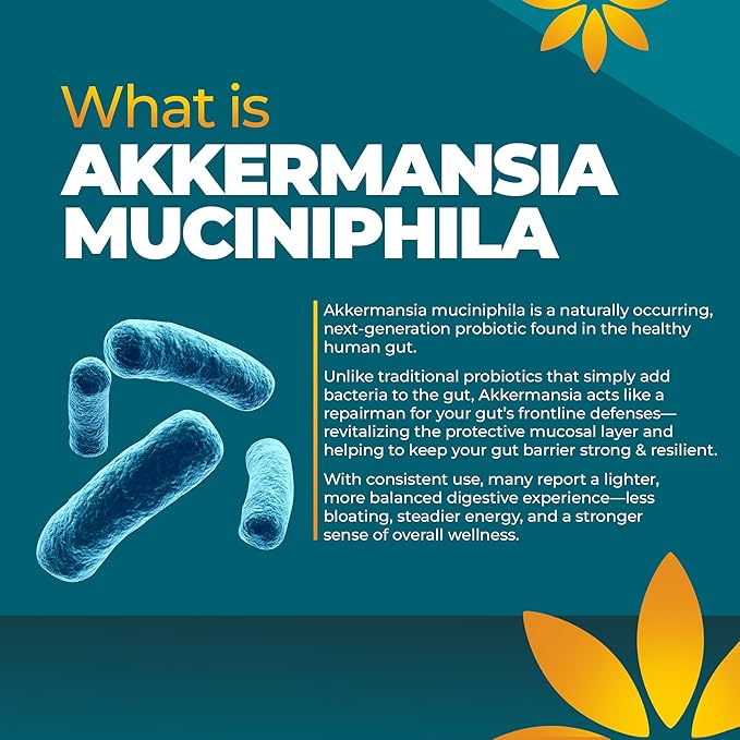 Akkermansia Probiotic Supplement - Promotes Digestive Comfort Gut Lining &amp Microbiome Support - GLP-1 &amp Metabolic Wellness - Active Strain 1 Billion AFUs - 30 Capsules