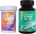 BioEmblem Vitamin D3 K2 (5000IU and 200mcg) &amp Probiotics for Women &amp Men