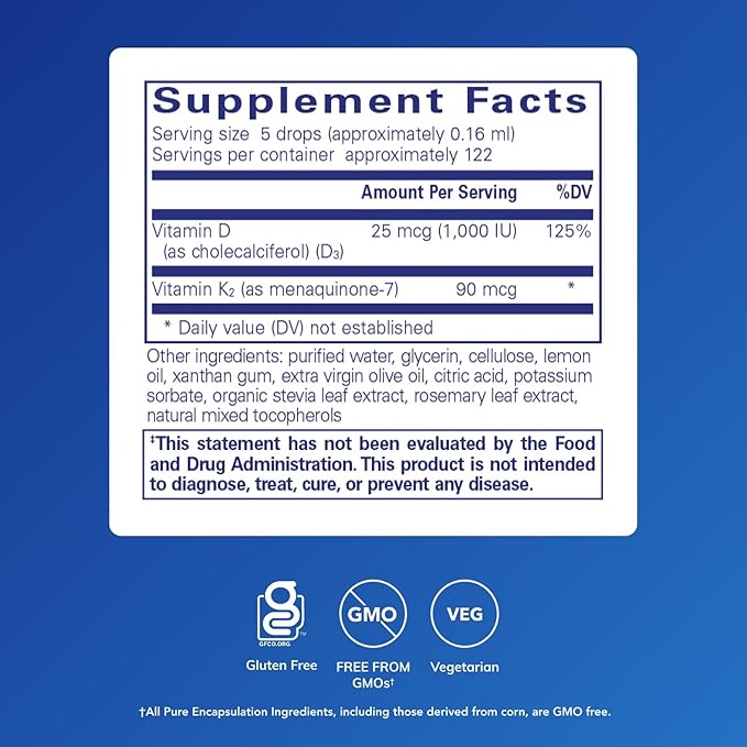 Pure Encapsulations EmulsiSorb K2/D3 Liquid | Enhanced-Absorption Emulsified Vitamin K2 and Vitamin D3 for Vascular Health Support | 0.7 Fl Oz