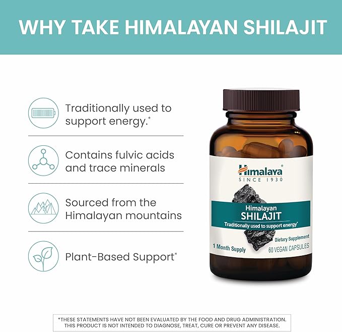 Himalaya Organic Ashwagandha and Shilajit Extract Supplements for Stress Relief &amp Energy Support 60 Count (Pack of 2)