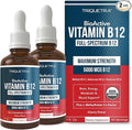 Organic Vitamin B12 - 5000 mcg 3 BioActive Forms B12: Methyl B12 Adenosyl B12 &amp Hydroxy B12 - Plus L-Methylfolate Cofactor | Sublingual Form Cherry Flavor Vegan Non-GMO (120 Servings - 2 Pack