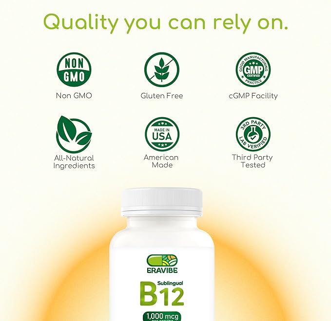 Vitamin B12 1000 mcg 120 Tablets Natural Cherry Flavor Gluten-Free Non-GMO Sugar Free Fast Dissolve
