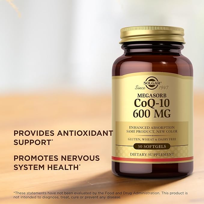 Solgar Megasorb CoQ-10 600 mg 30 Softgels (Pack of 3) - Promotes Nervous System Health - Coenzyme Q10 Supplement - Enhanced Absorption - Gluten Free Dairy Free - 90 Total Servings