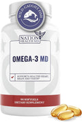 Omega-3 MD Fish Oil - Omega 3 Supplement for Women &amp Men - Wild-Caught &amp Burpless Fish Oil 3600 mg - with Omega3 Fatty Acid EPA 1300 mg + DHA 860 mg - 90 Softgels