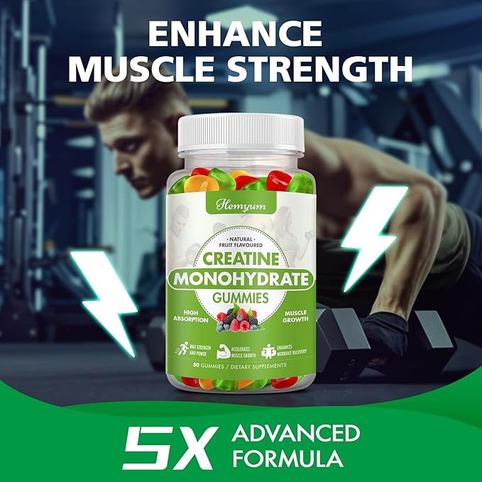 Creatine Monohydrate Gummies - 5g Creatine for Women Men Enhanced Muscle Strength Boost Focus and Endurance Muscle BuilderL-Taurine + Vitamin B12Vegan Gluten-Free 240 Count