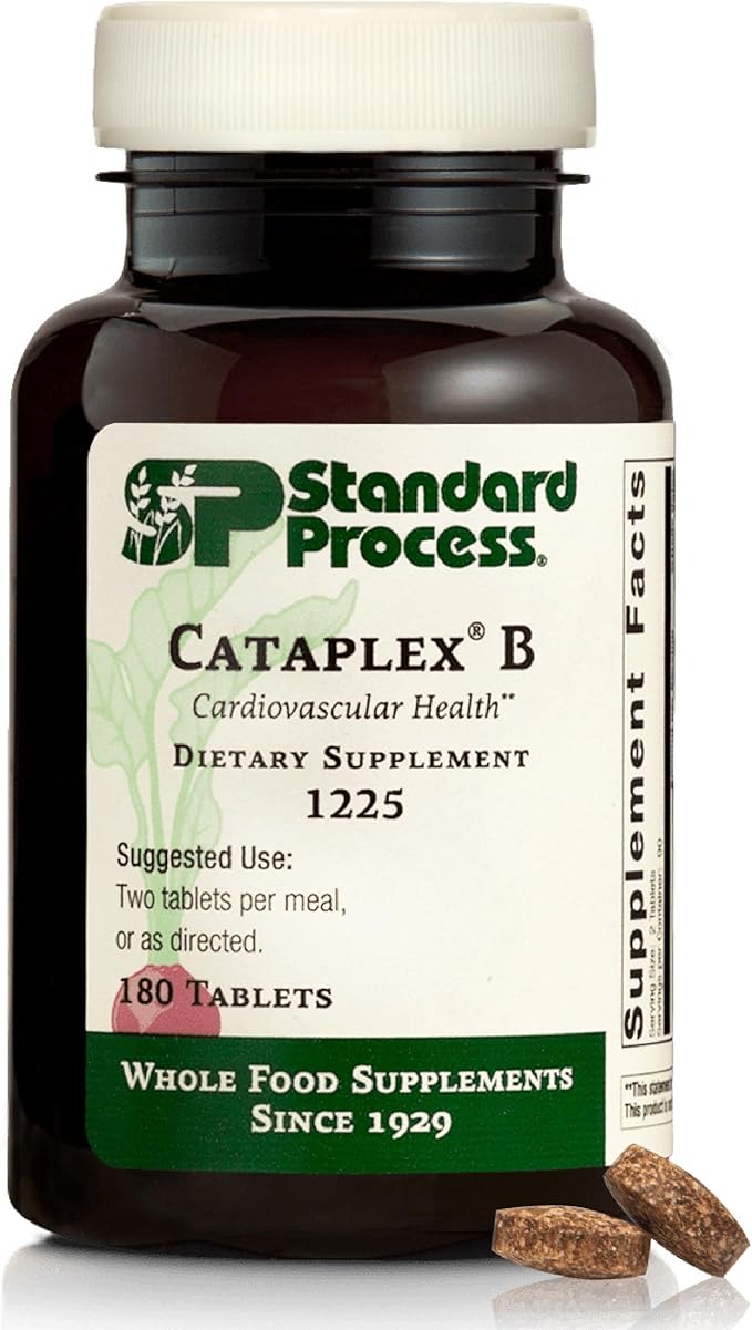 Standard Process Cataplex B - Nervous System &amp Heart Health Supplement - Contains B Vitamins for Energy Support - Supports Energy Metabolism - Non-Dairy &amp Non-Soy - 180 Tablets (90 Servings)