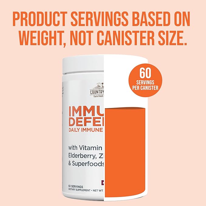 Country Farms Immune Defense Superfoods Immune Support Supplement Vitamin C with Black Elderberry Echinacea Turmeric Supports Hydration with Probiotics and Prebiotics Berry Flavor 60 Servings