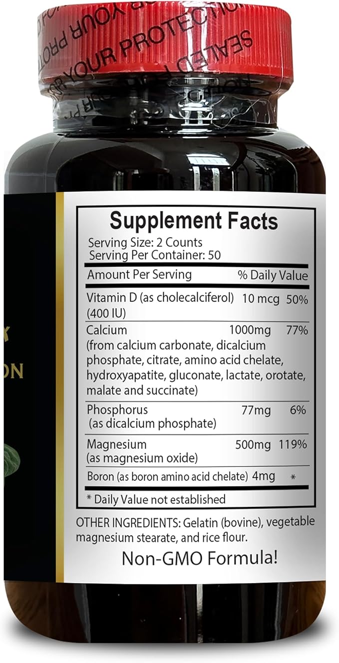 Calcium Magnesium Boron &amp Vitamin D – Premium Formula Vegetarian Capsules Made in USA | 2 Bottles