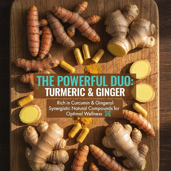 Turmeric &amp Ginger Supplement - Herbal Dietary Supplement with Antioxidant Liver &amp Digestive Support - Herbal Supplements for Daily Wellness Comfort Balance &amp Overall Healthy Lifestyle -
