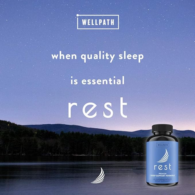 WellPath Rest Valerian Root Sleep Aid with Melatonin Natural &amp Herbal Sleeping Pills and Cortisol Supplements for Women with KSM-66® Ashwagandha &amp L-Theanine - Stress