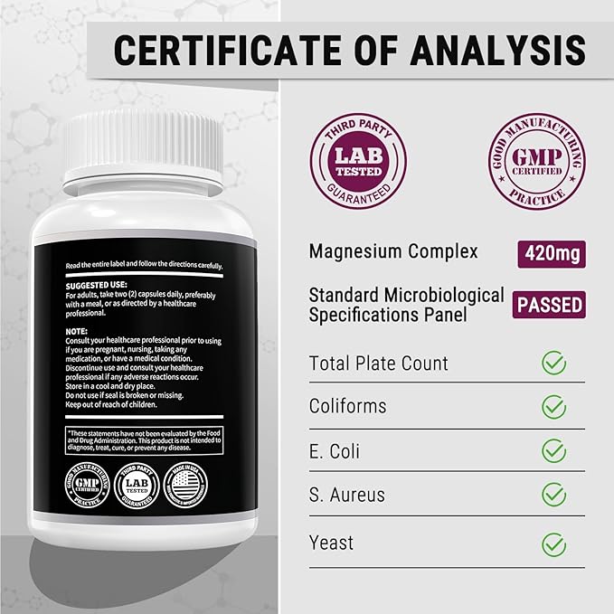 Benfotiamine 600mg Plus 20mg Vitamin B1 and Magnesium Complex Supplement 420mg- 30mg Vitamin B6-5 in 1 Ultra Absorption Magnesium Glycinate