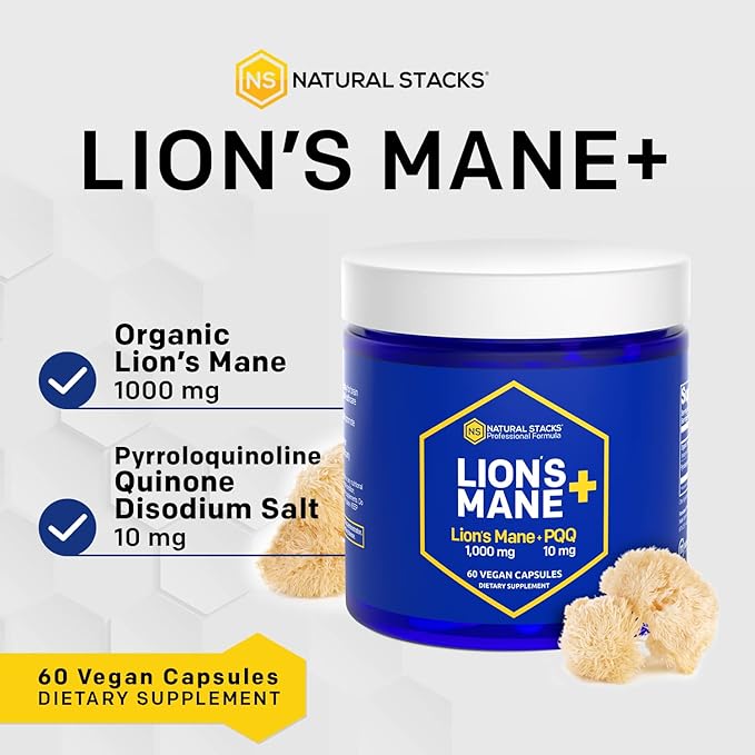 NATURAL STACKS Magtech Magnesium + Lions Mane Supplement Bundle - Supports Cognitive Function Brain Health &amp Relaxation* - 240 Total Capsules