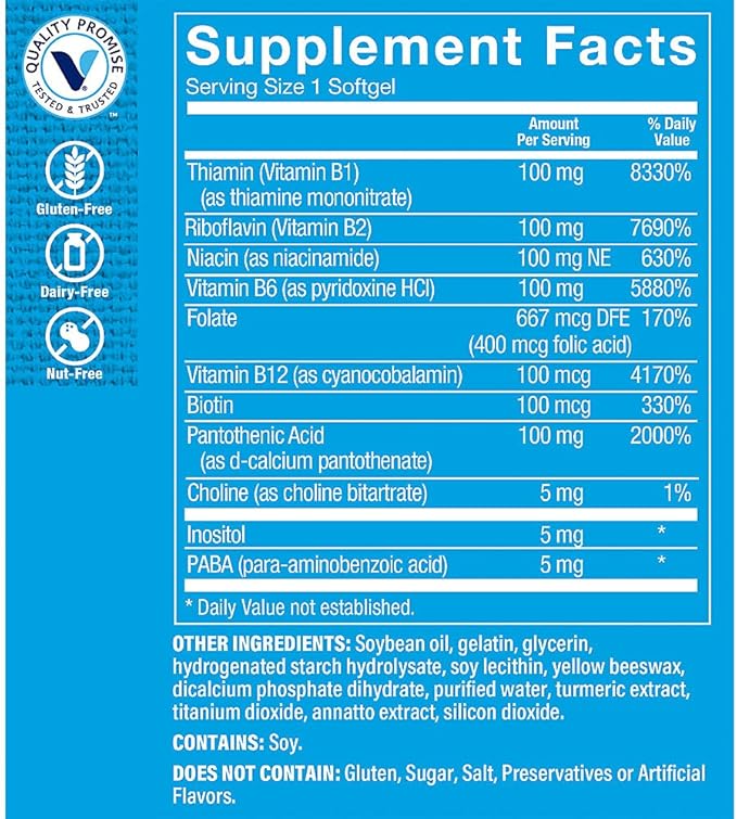 The Vitamin Shoppe Vitamin B-Complex - Energy Metabolism &amp Nervous System Support Complete B Vitamins (300 Softgels)