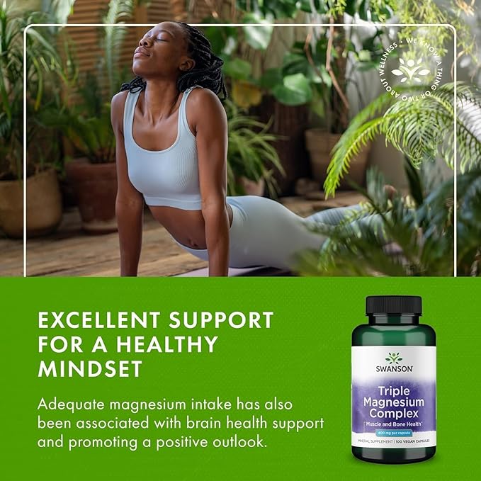 Swanson Triple Magnesium Complex - Mineral Supplement - Natural Support - Featuring Citrate Oxide &amp Aspartate - (100 Capsules 400mg Each 4 Pack)
