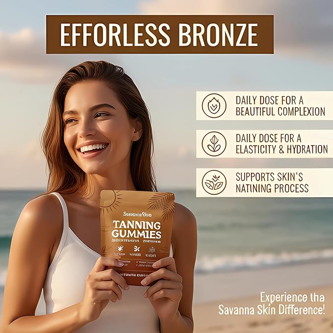 Tanning Gummies Tanning Gummies for Women No Sun Required Supports Radiant Tan &amp Healthy Skin with Astaxanthin Lycopene and Vitamins Vegan &amp Sugar Free - 60 Count