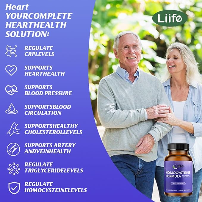 LIIFE Homocysteine Formula – Quatrefolic B6/B12/Betaine | 60 Veggie Caps Homocysteine Metabolism &amp Methylation Heart Health Support