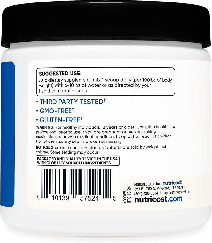 Nutricost Creatine HCl Powder (8 OZ) - Made with CON-CRET Creatine 300 Servings