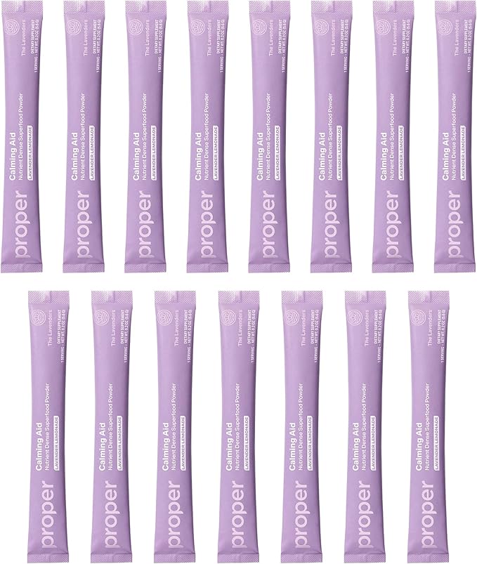 Proper The Lavenders Calming Aid. Sleep and Relaxation Drink Mix. GABA L-Theanine Supplement with Magnesium Lavender Lemon Balm and Ashwagandha. Natural Calm Stress Support Supplements