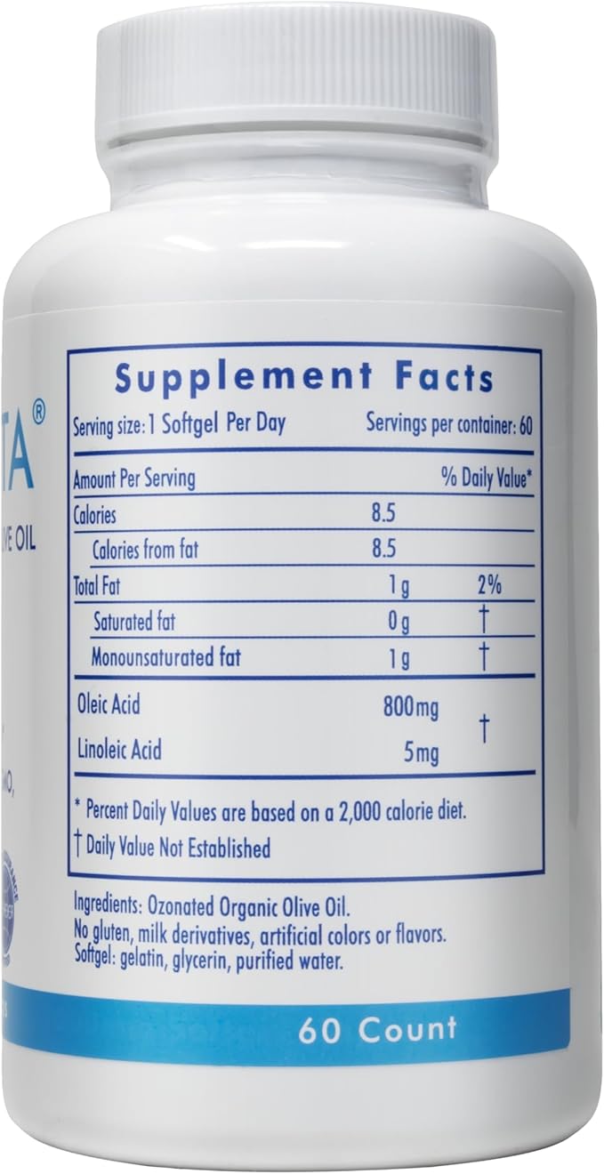 High Potency Ozonated Organic Extra Virgin Olive Oil Softgels 1000mg | Pure Oxygenated Capsules for Immune Support &amp Gut Health | Organic Oxygen Infused Supplement | 2 Month Supply