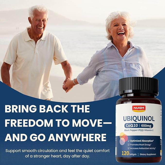 CoQ10 600mg SoftgelsUbiquinol Q10 Coenzyme SupplementCoq 10 600mg Vitamins Maximum AbsorptionAntioxidant Support for Heart Health &amp Energy