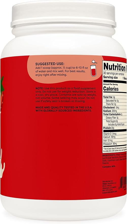 Wellah Protein Your Whey (30 Servings Strawberries and Cream) Whey Protein Isolate (WPI)