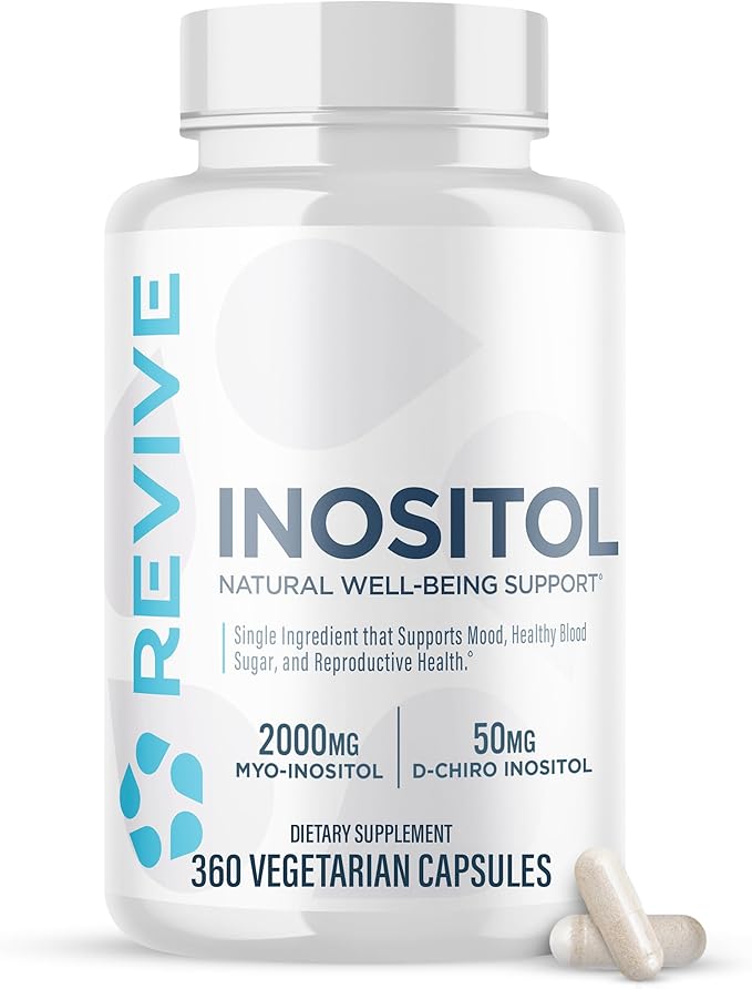 Revive MD Inositol Supplement for Men &amp Women - Mood Support Hormonal Balance &amp Reproductive Health - Vegan-Friendly Gluten-Free - 360 Vegetarian Capsules - 180 Servings
