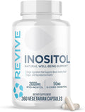 Revive MD Inositol Supplement for Men &amp Women - Mood Support Hormonal Balance &amp Reproductive Health - Vegan-Friendly Gluten-Free - 360 Vegetarian Capsules - 180 Servings
