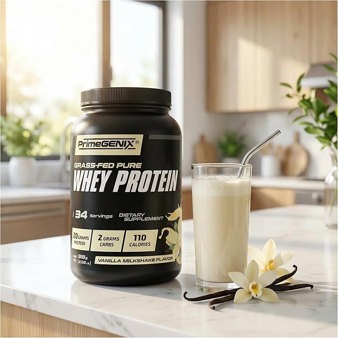 Grass-Fed Whey Protein Powder - 34 Servings of Vanilla Protein Powder with Zero Sugar Supports Healthy Metabolism Helps Maintain Energy &amp Supports Physical Performance During Workouts