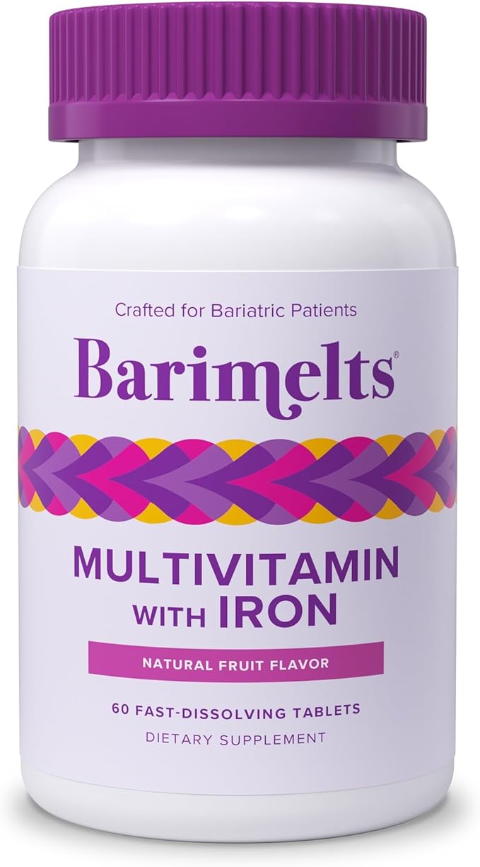 BariMelts Bariatric Multivitamin with Iron 60 Fast-Dissolving Tablets (1-Month Supply) Sugar-Free Bariatric Vitamins for Women Natural Fruit Flavor