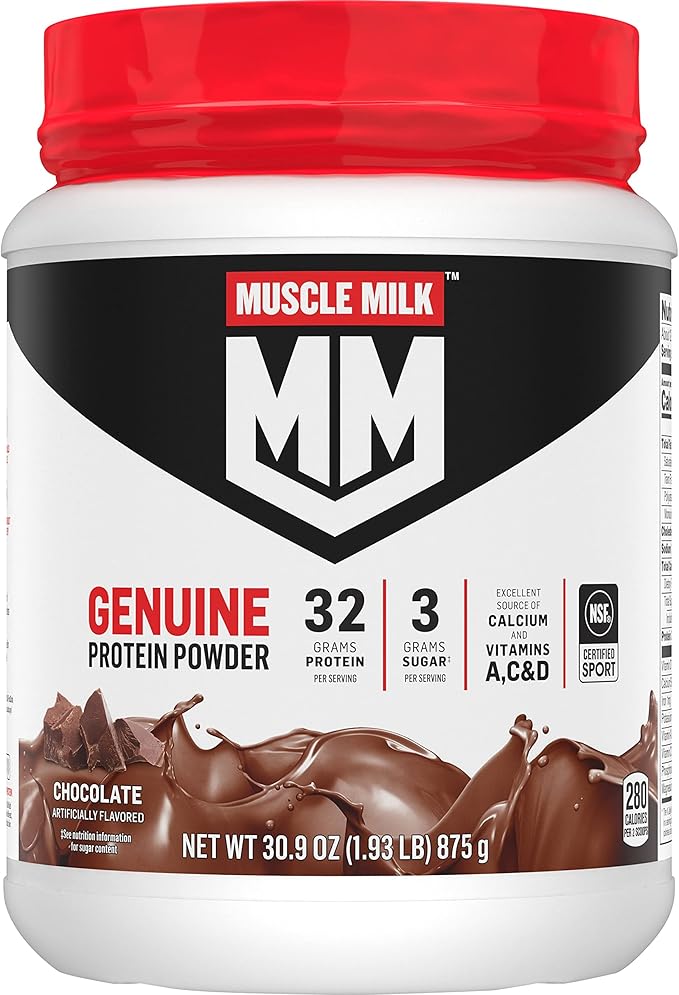 Muscle Milk Genuine Protein Powder Chocolate 1.93 Pounds 12 Servings 32g Protein 3g Sugar &amp Lean Muscle Vanilla Creme Protein Powder 1.93 Pound (Pack of 1)