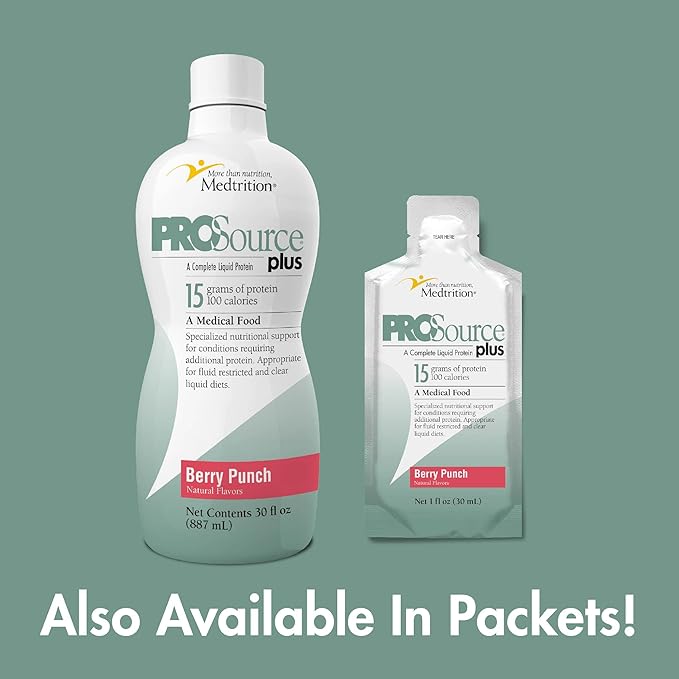 Liquid collagen peptides Type I III 15 grams protein per oz. | Plus Berry Punch Bottles 4 pack Medtrition|