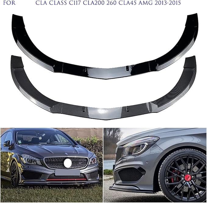 Car Front Bumper Lip Body Kit Spoiler Distributor Diffuser Cover. Compatible for Mercedes Benz CLA C117 Class CLA200 260 CLA45 AMG 2013-2015 (Color : Black)