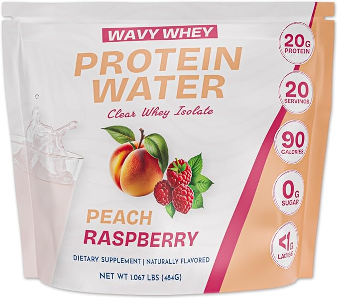 Clear Protein Protein Water Peach Raspberry 20 Servings 20G Protein100% Grass Fed Whey Protein Isolate 90 Calories Fitness Drink Supplement Nutrition