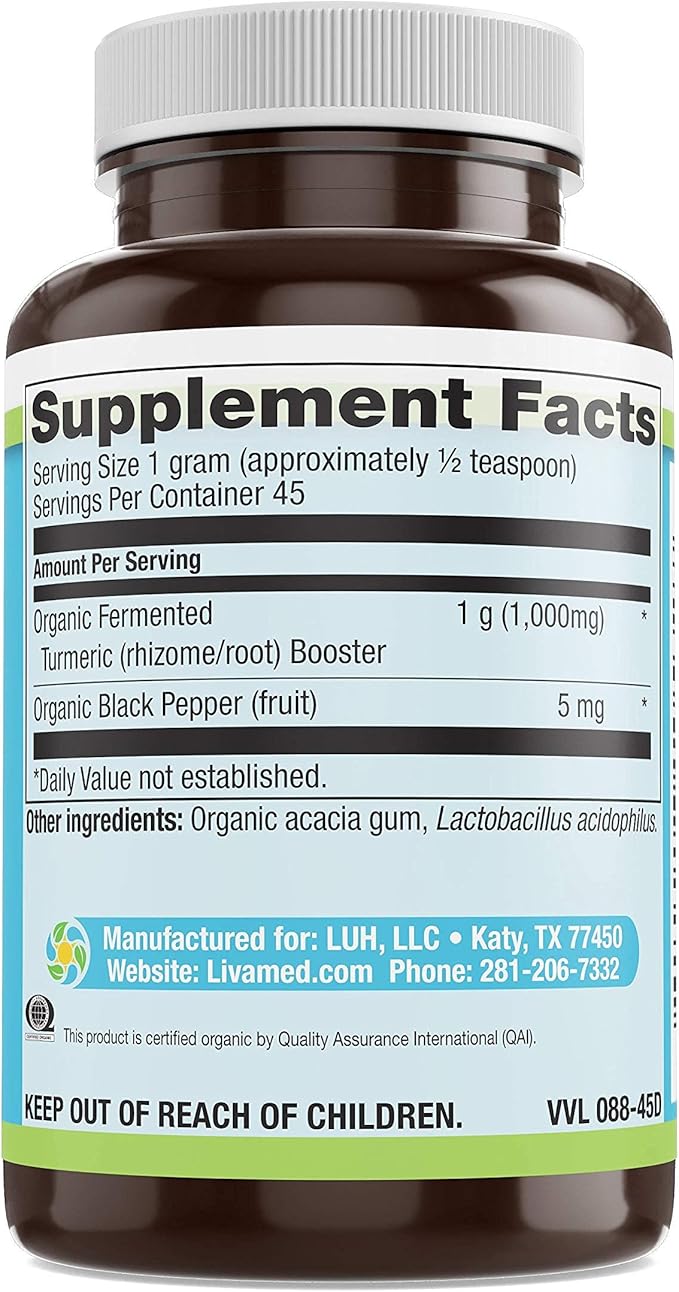 Turmeric Booster with Black Pepper - Joint Support &amp Healthy Inflammation with Lactobacillus Acidophilus– Natural Immune Support Whole-Body Flexibility Active Mobility Men &amp Women – 1.6 oz P