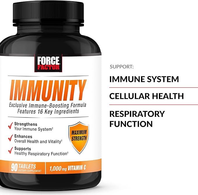 Force Factor Immunity Immune Support Booster with Elderberry and 1000mg of Vitamin C Plus Vitamin D Zinc Probiotics Antioxidants and Echinacea for Immune Health Defense 90 Count (Pack of 3)