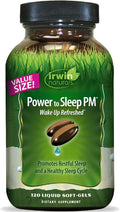 Irwin Naturals Power to Sleep PM – Natural Sleep Aid with Melatonin Ashwagandha Valerian GABA &amp L-Theanine – Promotes Relaxation Restful Sleep &amp Healthy Sleep Cycle – 120 Liquid Soft-Gels