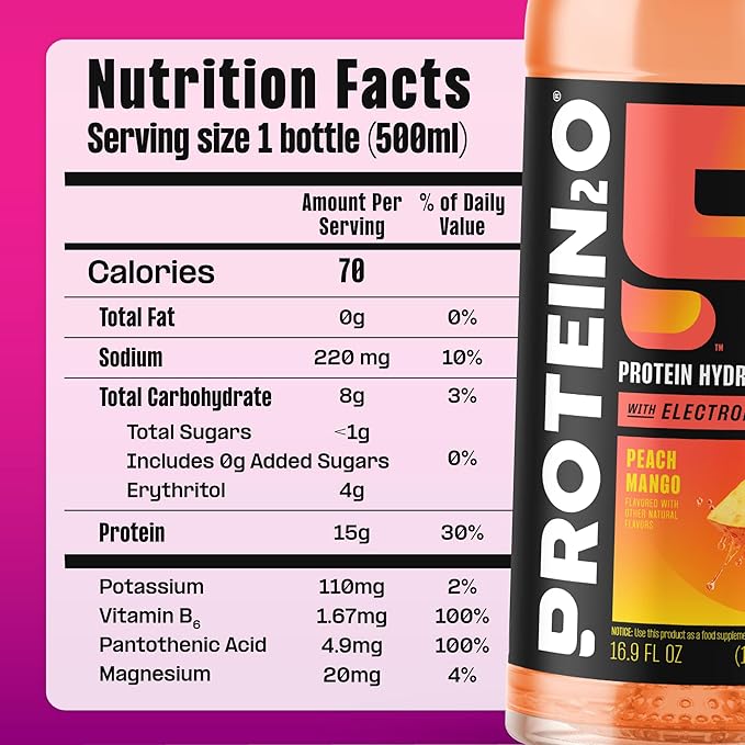 Protein2o Hydration Drink - 2-in-1 Liquid Clear Whey Protein Isolate and Electrolyte Drink - 15g Protein Vitamins B5 B6 - Post-Workout Recovery - 16.9 Fl Oz - Flavor Fusion Variety(Pack of 24)