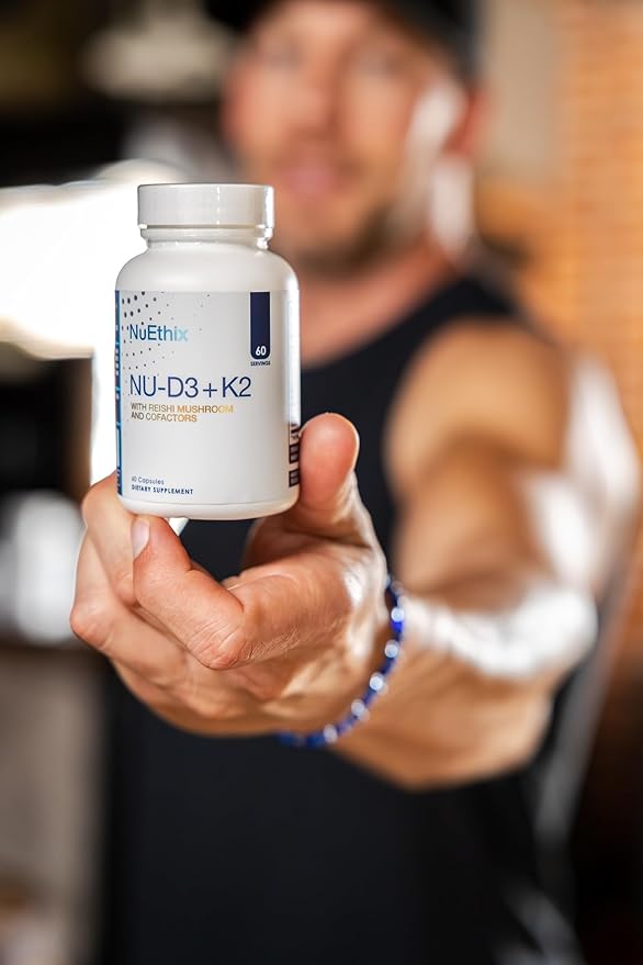 NuEthix Formulations NU-D3 + K2 - Vitamin D3 and K2 5000 iu Supplements - Packed with Reishi Mushroom Magnesium &amp Zinc - 60ct 60 Servings - Made in USA Products Only