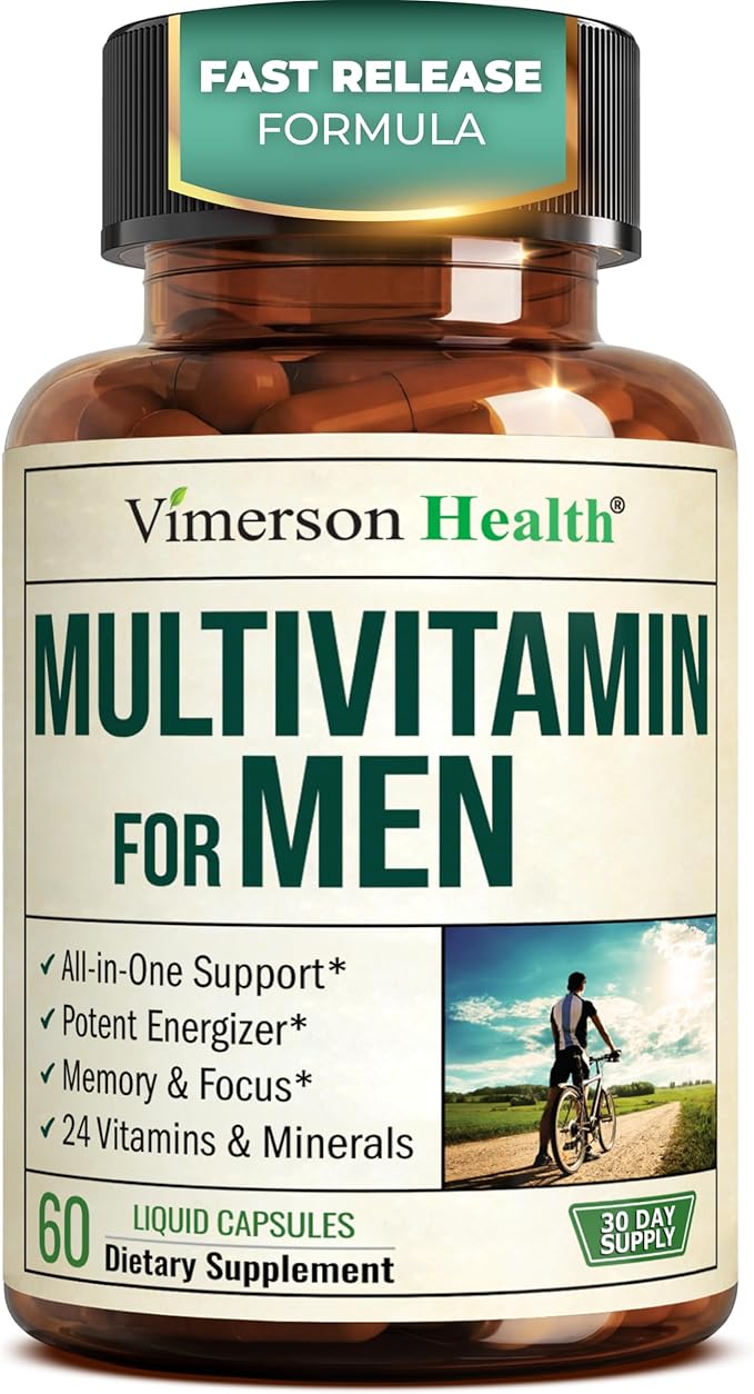 Multivitamin for Men with Vitamins and Minerals for Energy Focus and Immune Health – Premium Daily Mens Multivitamins &amp Multiminerals – 60 Liquid Capsules