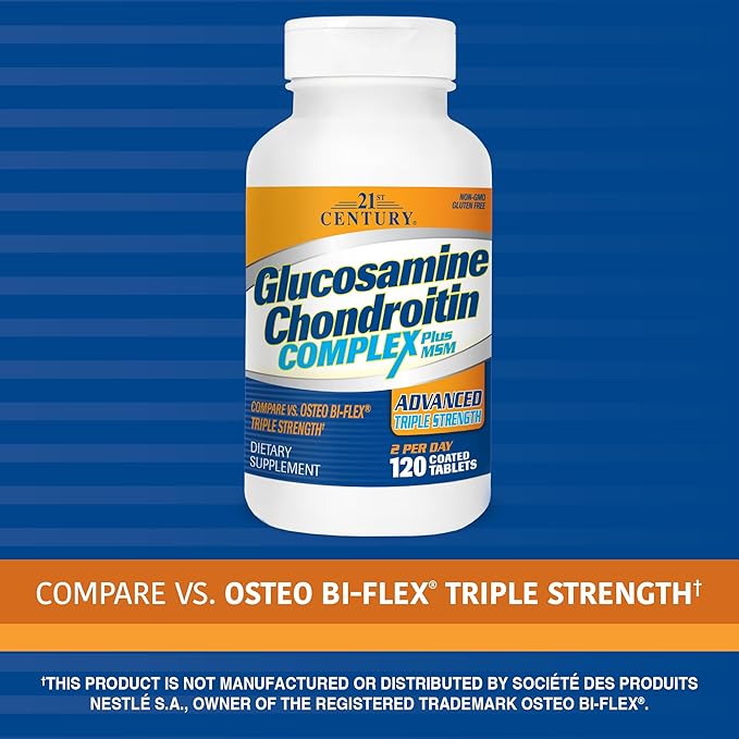 21st Century Glucosamine Chondroitin Complex Plus MSM Advanced Triple Strength 120 Coated Tablets