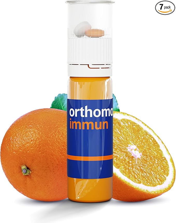 Orthomol Immun Immune Support Supplement Daily Immune System Booster Vitamins A B C D E Zinc Selenium &amp Iodine 7-Day Supply of Tablets &amp Drinkable Vials