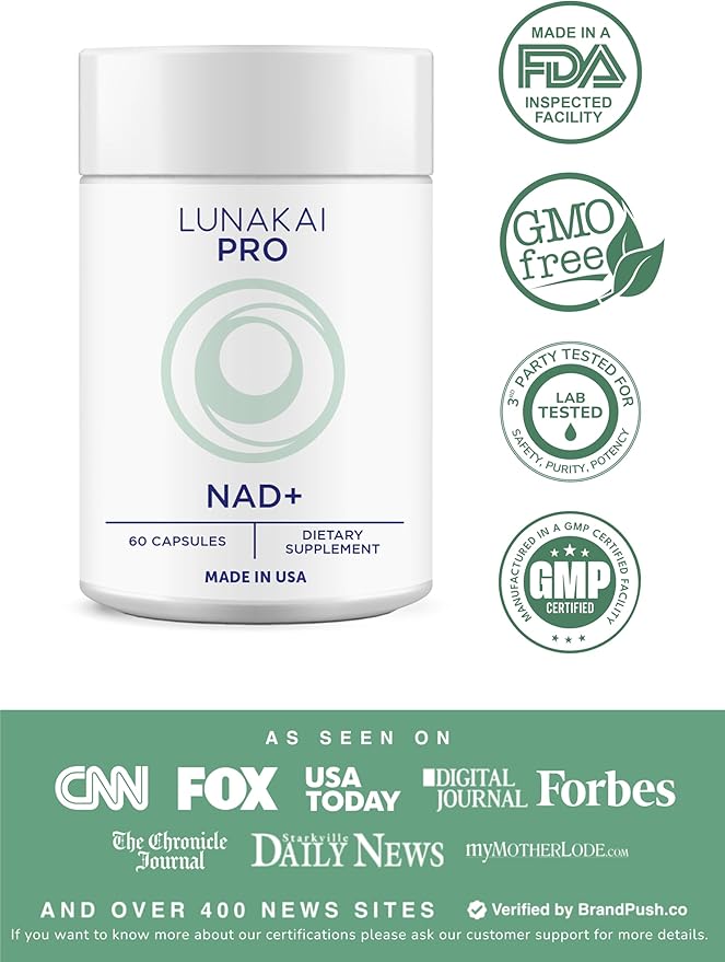 Lunakai USA Made PRO NAD+ Capsules + Super Mushroom Gummies Bundle – 60 Capsules + 60 Gummies