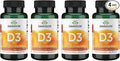 Swanson Vitamin D3 5000 IU Bone Immune and Heart Health Supplement for Sun-Deprived Adults Seeking Bone Immune and Heart Support - 125 mcg Cholecalciferol (250 Softgels 4 Pack)