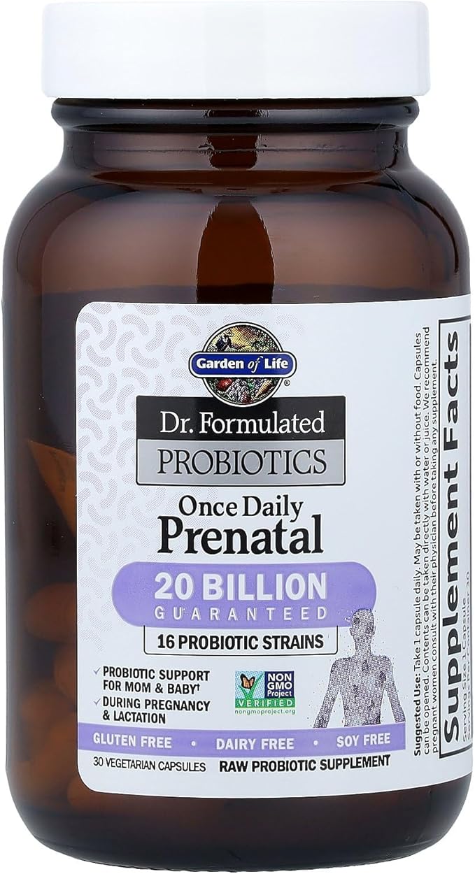 Garden of Life Dr. Formulated Probiotics Once Daily Prenatal - 20 Billion CFU - Dietary Supplement for Mom &amp Baby - 30 Vegetarian Capsules
